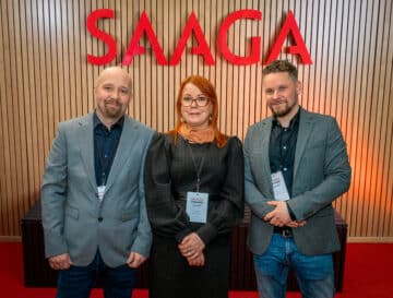 Kuvassa rinnakkain Saaga Ikkunoiden Ville Salminen, Maria Kainlauri ja Kari Koivula